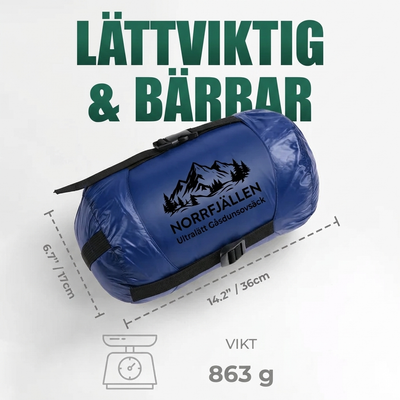 Ultralet søvnpose med gåsedun
