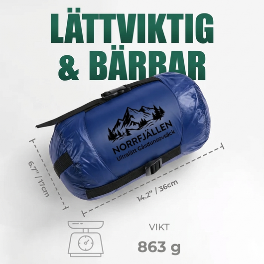 Ultralet søvnpose med gåsedun