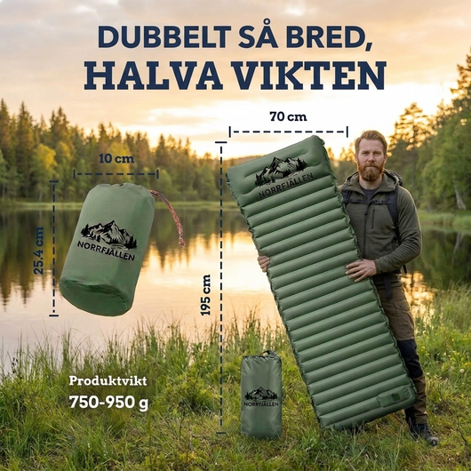 Norrfjällen Ultralett kompakt luftmadrass PRO.