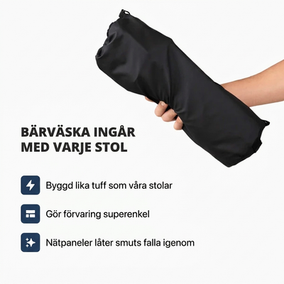 Norrfjällen Friluftsstol – Kompakt hopfällbar stol i flygplansaluminium, belastning upp till 150 kg