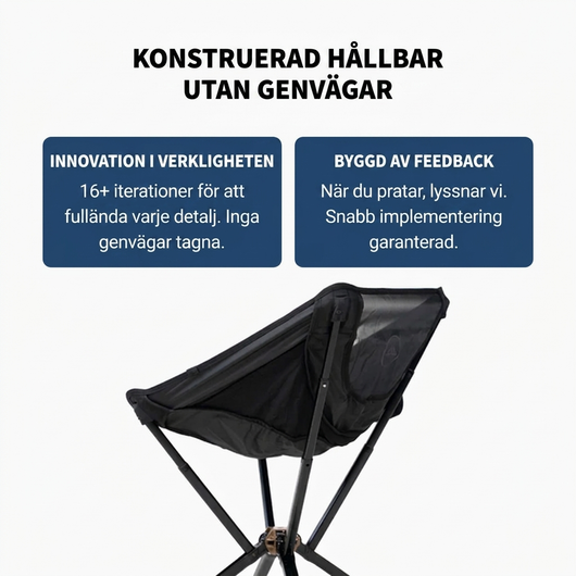 Norrfjällen Friluftsstol – Kompakt hopfällbar stol i flygplansaluminium, belastning upp till 150 kg