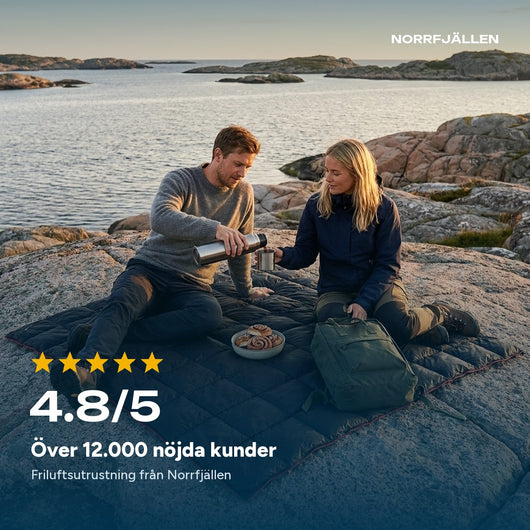 Over 12.000 tilfredse kunder, rating 4,8 ud af 5 for friluftsutstyr fra Norrfjällen