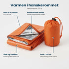 Nødsovsekk med reflekterende innside, vind- og vanntett stoff og etui 7 × 11 cm utmerket