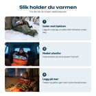 Tre råd for å holde varmen i nødssoveposens: isoler mot bakken, hodet utenfor og legg på mer