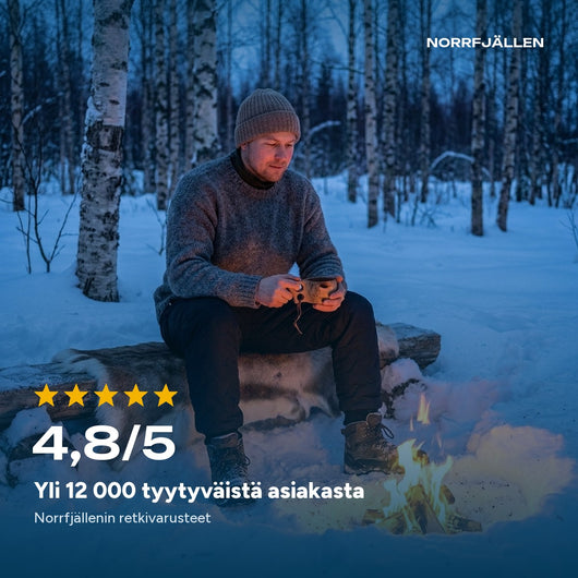 Yli 12 000 tyytyväistä asiakasta, arvosana 4,8/5 Norrfjällenin ulkoiluvarusteille