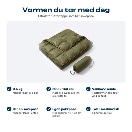 Ultralett pufferfilt med utmerkede egenskaper