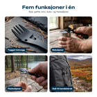 Multitannet knivblad, boksåpner, flaskeåpner og karabinkrokhull