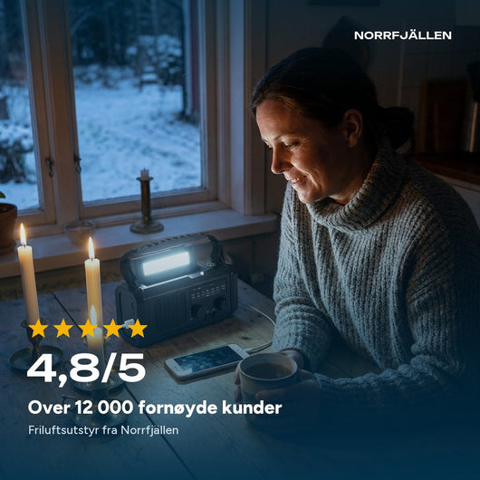 Over 12 000 fornøyde kunder, vurdering 4,8 av 5 for friluftsutstyr fra Norrfjällen