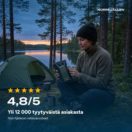 Yli 12 000 tyytyväistä asiakasta, arvosana 4,8/5 Norrfjällenin ulkoiluvarusteille
