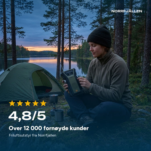 Over 12 000 fornøyde kunder, vurdering 4,8 av 5 for friluftsutstyr fra Norrfjällen