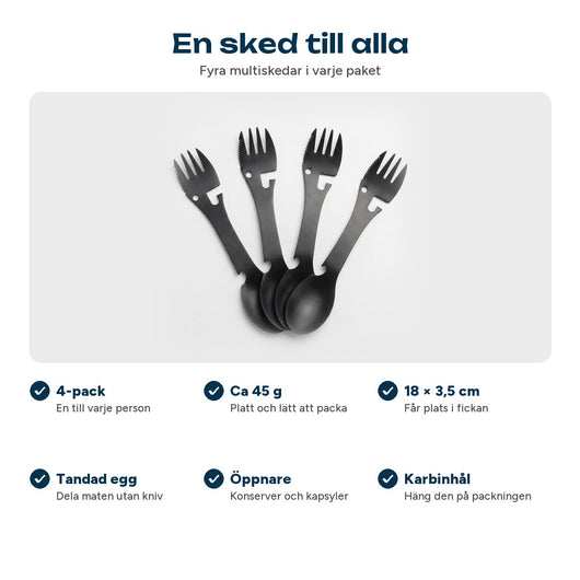 Fire multiskeer med vægt, mål og funktioner